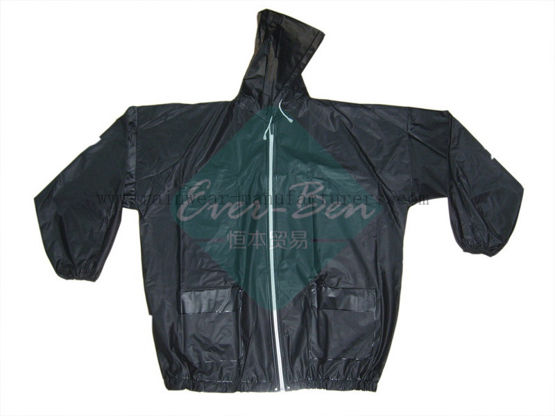 PVC Biker Jacket with full zip-Strong Reusable PVC Rain Gear-Vinyl Raincoat with hood-Mens PVC Raincoat
